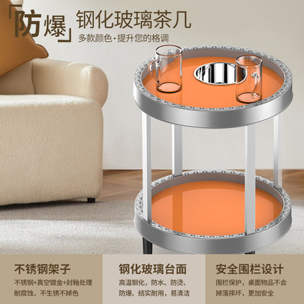 麻将馆茶几茶杯架客厅麻将桌移动小茶几卧室落地圆形棋牌室茶水架