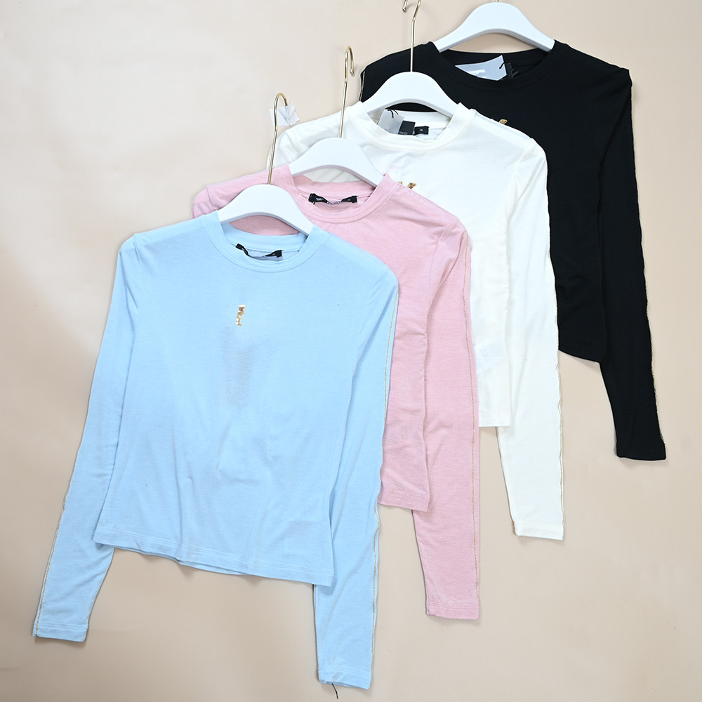 美系K尔  秋冬新款女士长袖胸前亮片字母图案女打底衫上衣