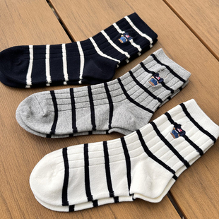 卡通图案男女同款百搭学院风四季款棉质袜子 一卡3双装