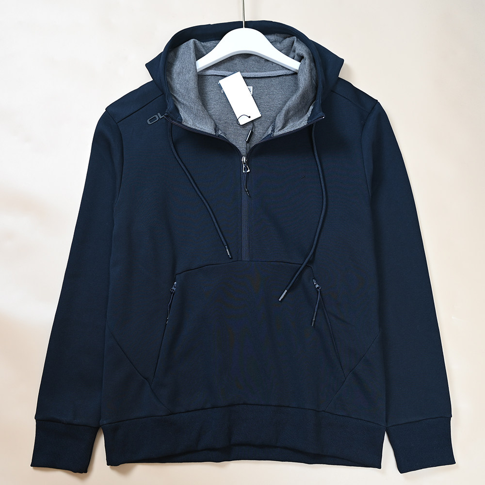 美国单 冬季新款男士棉质连帽半拉链套头休闲长袖卫衣