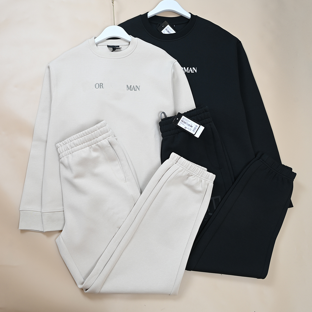 秋冬新款男士精致刺绣字母圆领长袖卫衣+休闲百搭卫裤