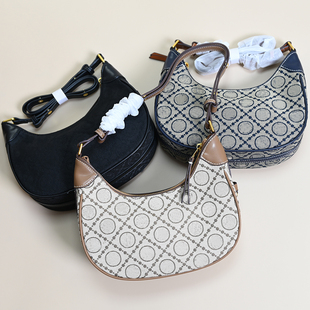 美系风格 夏季新款提花纹皮革包边手提单肩 新月牙包腋下包礼盒装