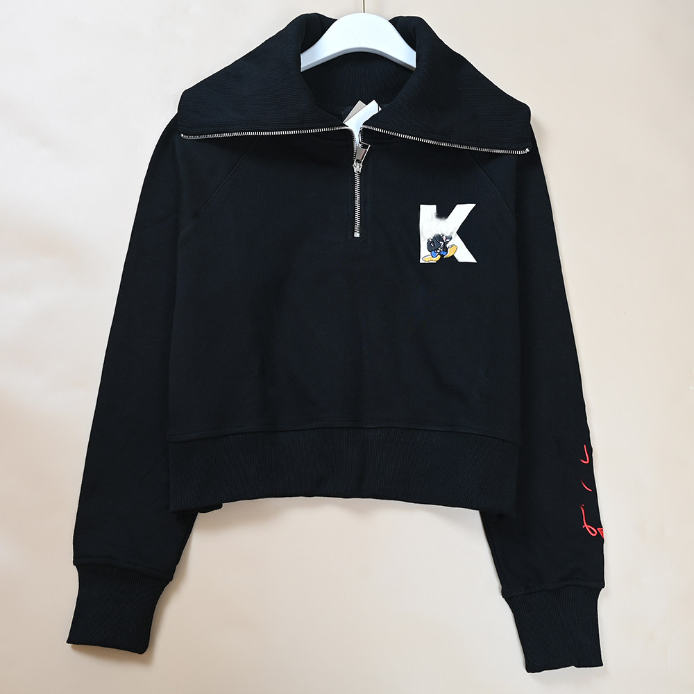 美系K尔  秋冬新款女士联名款刺绣卡通图案圈棉翻领外穿女卫衣
