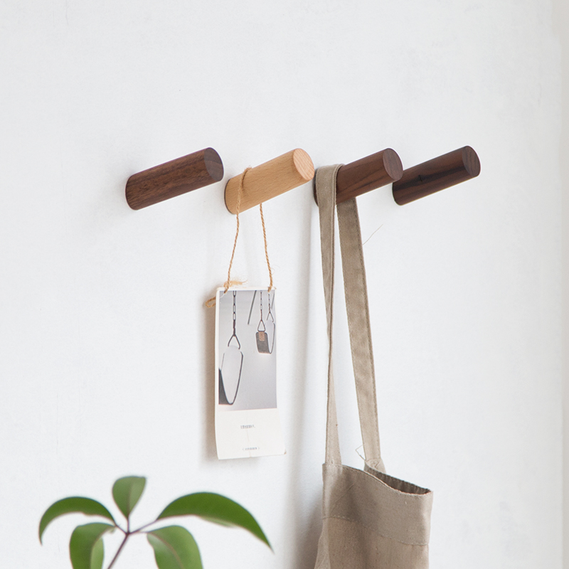 实木挂钩创意打孔+免打孔两用