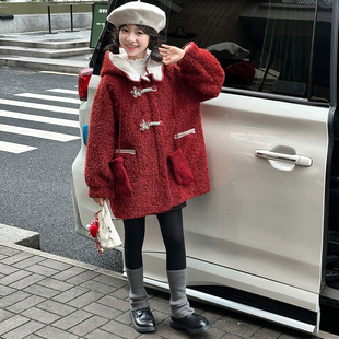 女童外套秋冬装2026新款洋气时髦加厚羊羔绒大衣儿童装毛毛衣冬季