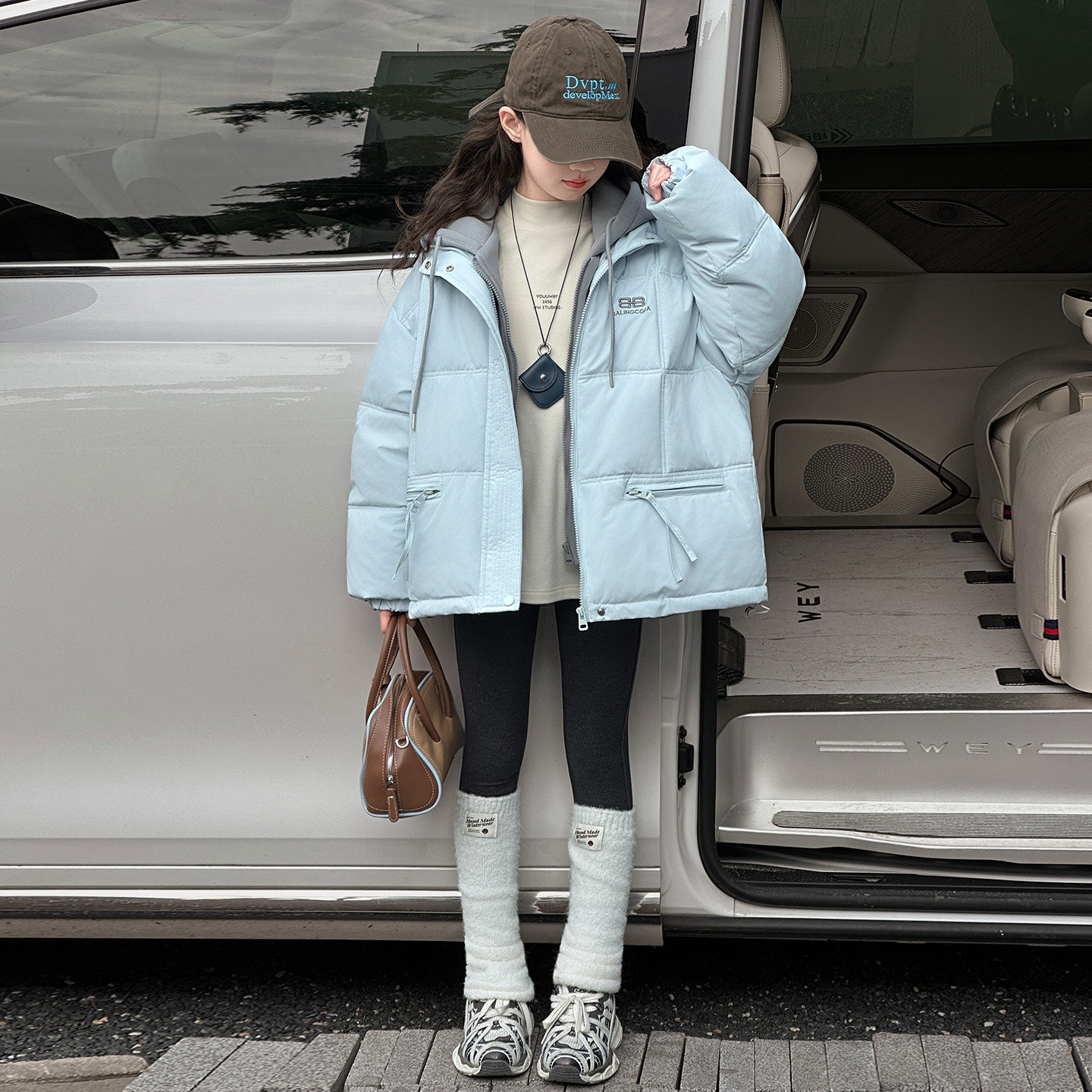 女童棉服冬装2026新款洋气中大童假两件加厚保暖连帽棉衣韩版外套