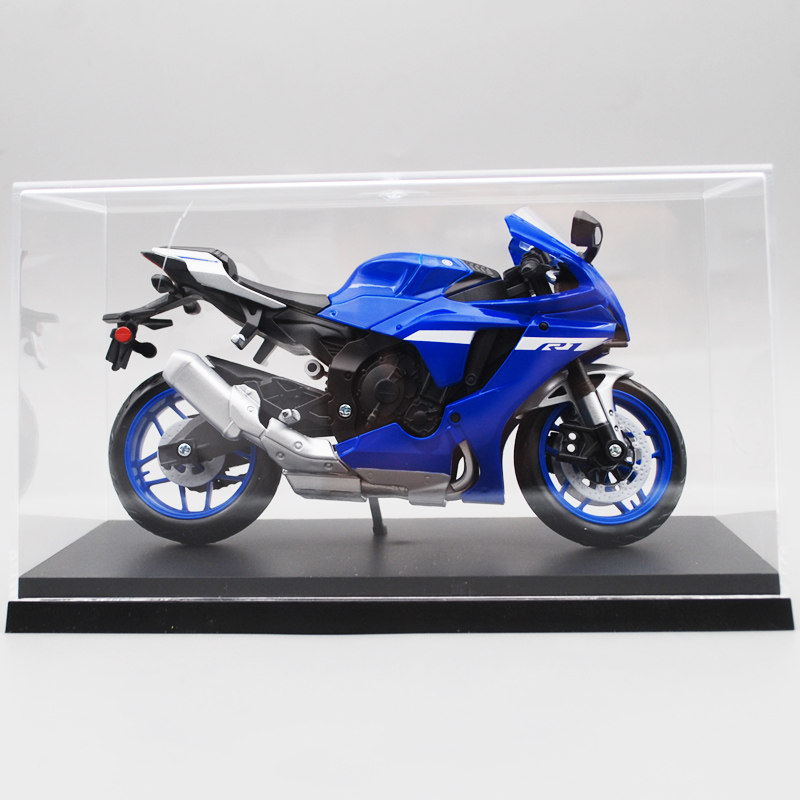 美驰图1:12雅马哈r1 2021仿真摩托车模型轮胎可动带减震站腿支撑