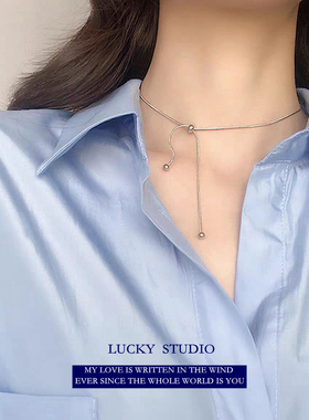 简约潮流可伸缩项链女钛钢不掉色