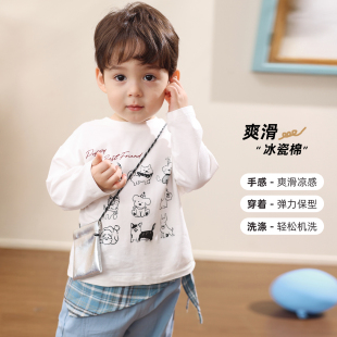 婴儿宝蓝百搭炸街上衣 t恤春秋2025新款 小O爸男婴童 宝宝长袖