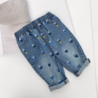 Quần jeans L Ma cho bé mùa thu 2019 mới thời trang nam bé denim quần đầy đủ in trẻ em quần âu - Quần jean quần jean lót lông trẻ em