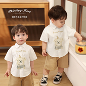 宝宝工装 2026新款 衬衫 纯棉a类夏季 婴儿可爱上衣 短袖 小O爸男婴童