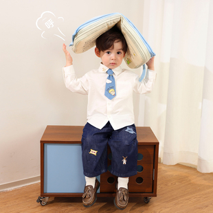 周岁春装 小O爸男婴童 生日婴儿长袖 男宝春秋2026新款 宝宝衬衫