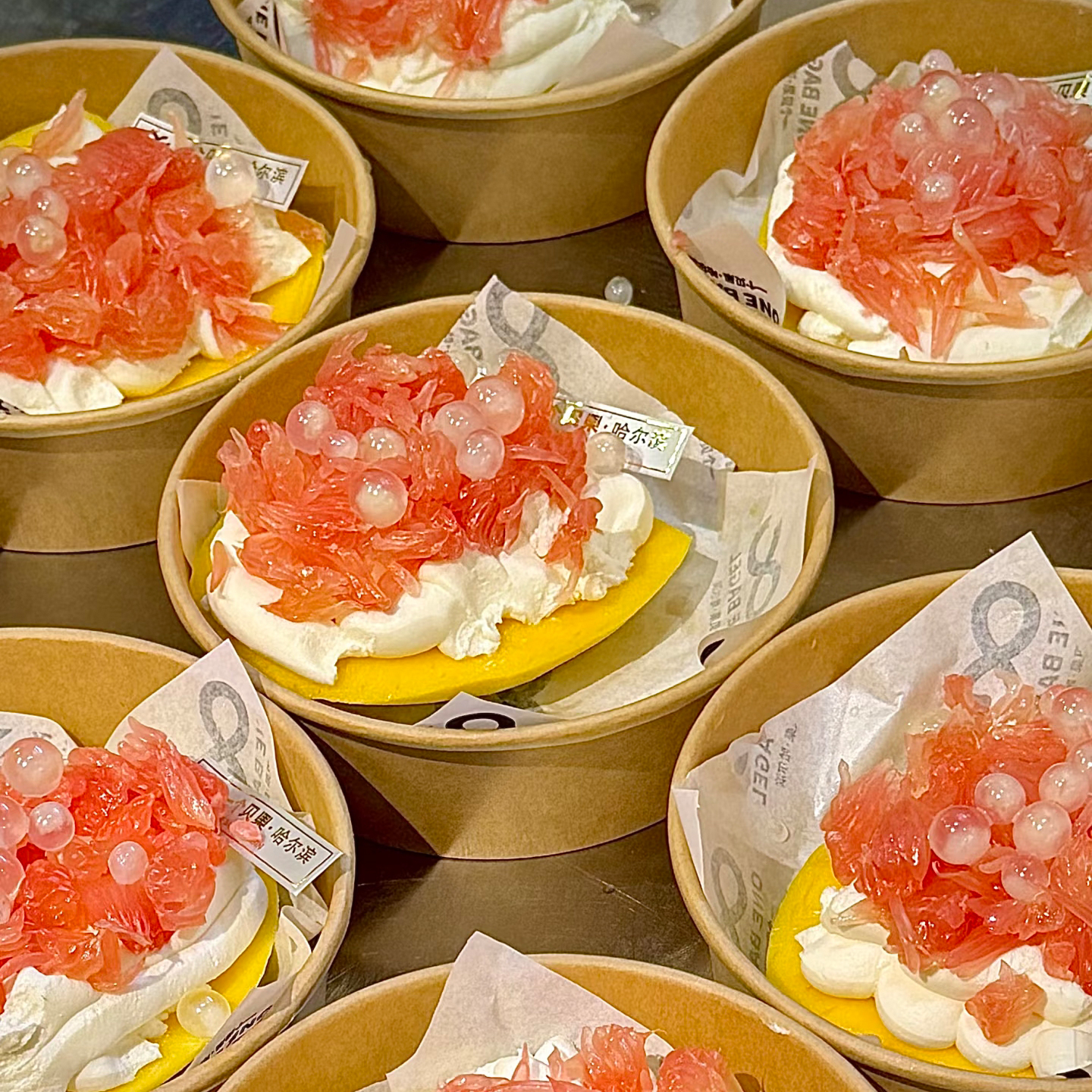 千层固体杨枝甘露蛋糕纸碗打包盒