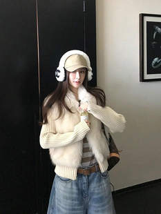 甄选西班牙进口国王托卡三色直毛皮毛一体外套~袖子可脱卸马甲