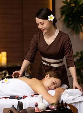 新款秋冬美容师工作服女美容院养生馆足浴技师套装保洁服外套