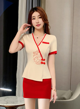 美容师工作服女养生馆采耳高端时尚足疗店足浴技师工作服气质套装