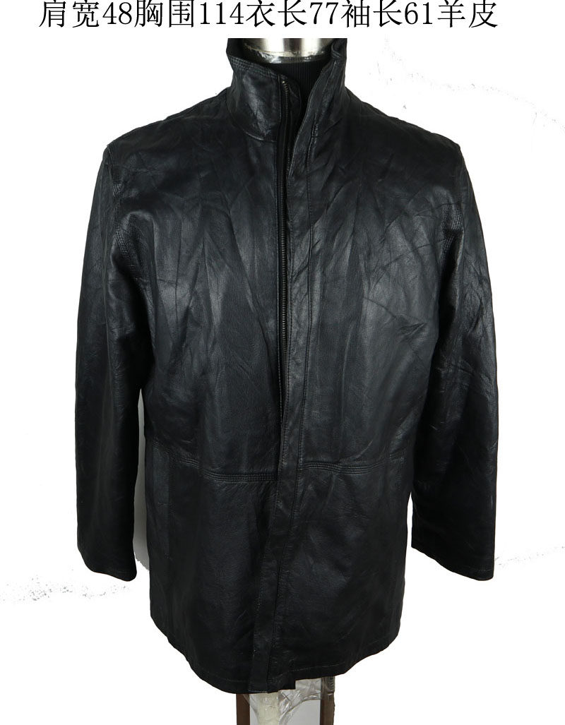 男款真皮皮衣羊皮夹克外套时尚休闲冬季中年男装古着vintage