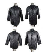 瑕疵古着二手中老年男款 大衣皮外套 宽松冬季 真皮皮衣 牛皮中长款