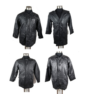 瑕疵古着二手中老年男款真皮皮衣 牛皮中长款宽松冬季大衣皮外套