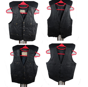 男款真皮马甲羊皮猎装马夹外套修身短款多兜工装