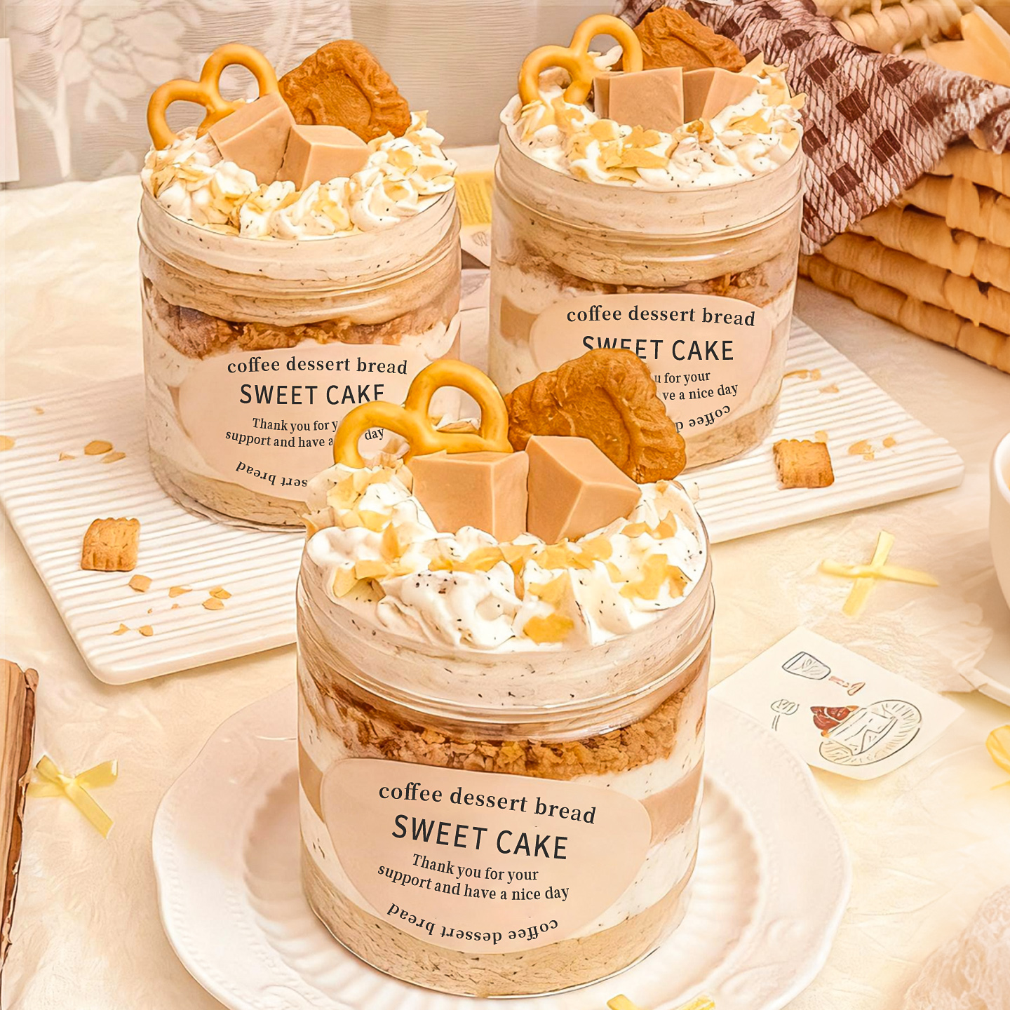 杨枝甘露草莓蛋糕透明罐子打包盒