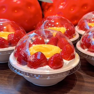 瑞文草莓烤布蕾布丁蛋糕碗盒子提拉米苏碗装酸奶纸浆一次性打包碗