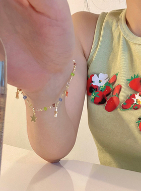 多巴胺彩色串珠星星手链女ins小众设计感学生简约手饰夏清凉配饰