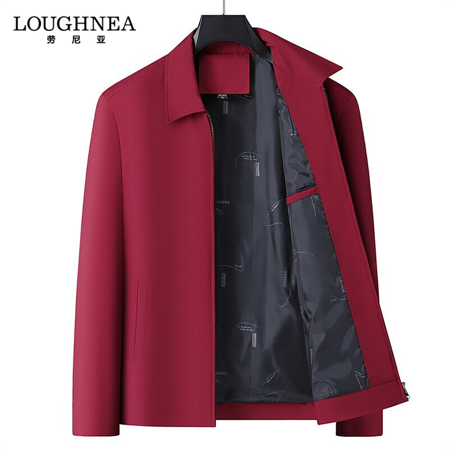 LOUGHNEA高端红色行政夹克外套男2026新款春秋中年爸爸本命年上衣