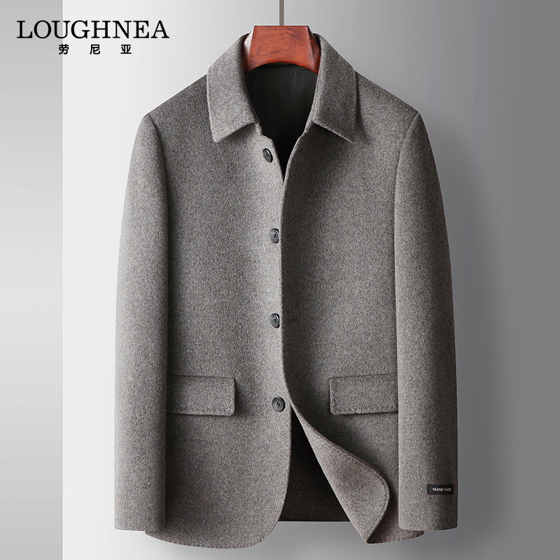 LOUGHNEA轻奢手工双面呢羊毛夹克男秋冬翻领商务休闲毛呢加厚外套