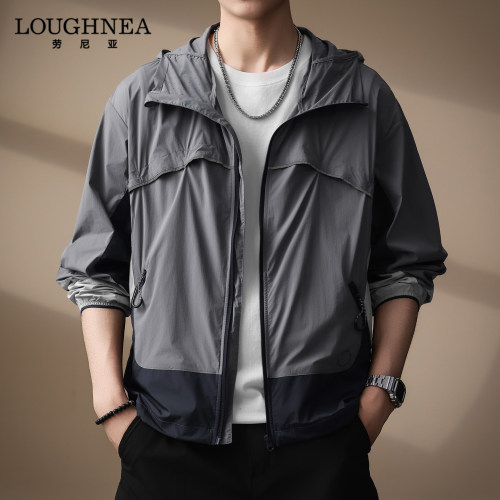 LOUGHNEA高端设计感撞色防晒衣男冰丝凉感夏季薄款户外运动皮肤衣