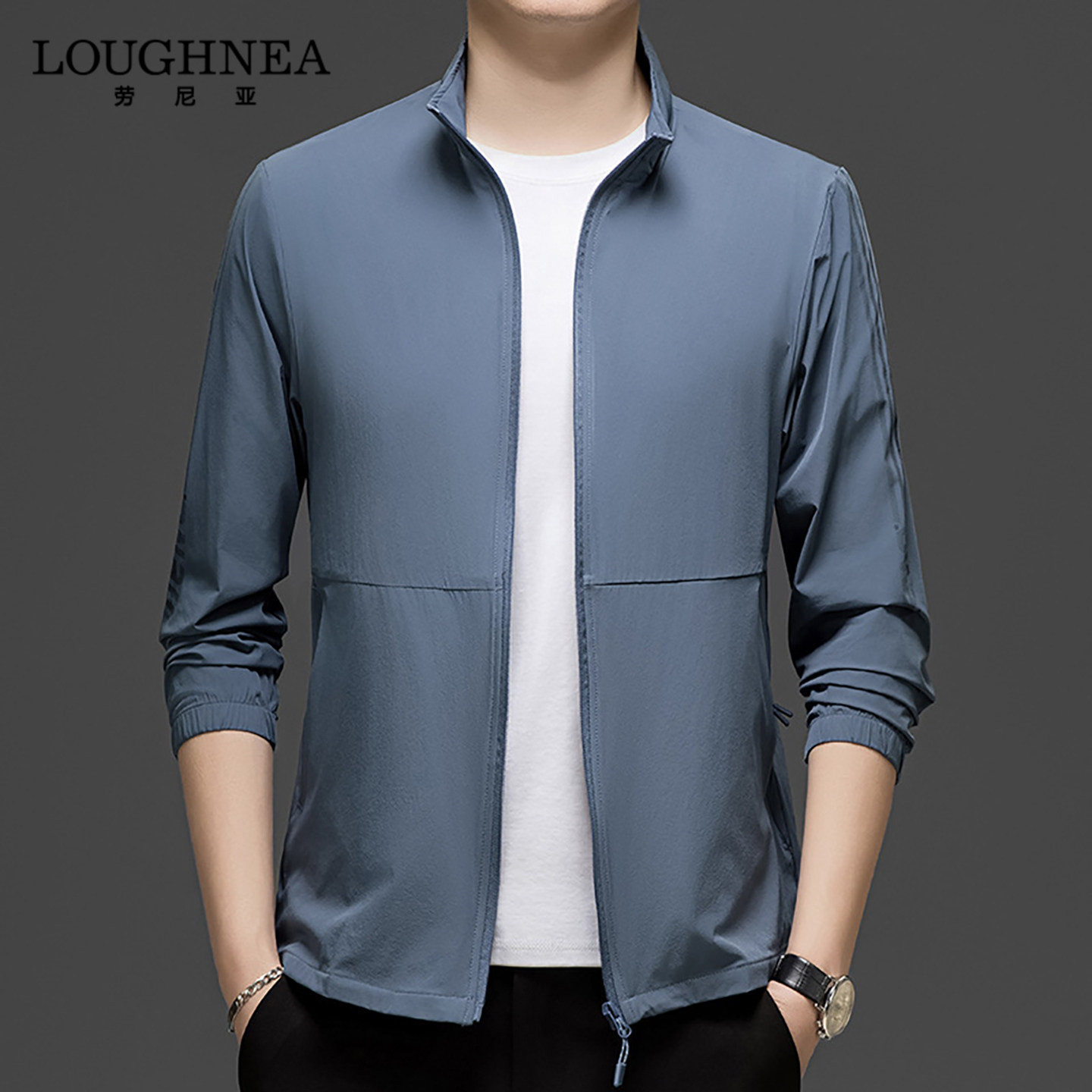 LOUGHNEA高端中年宽松立领防晒衣男士夏季薄款冰丝速干钓鱼服外套