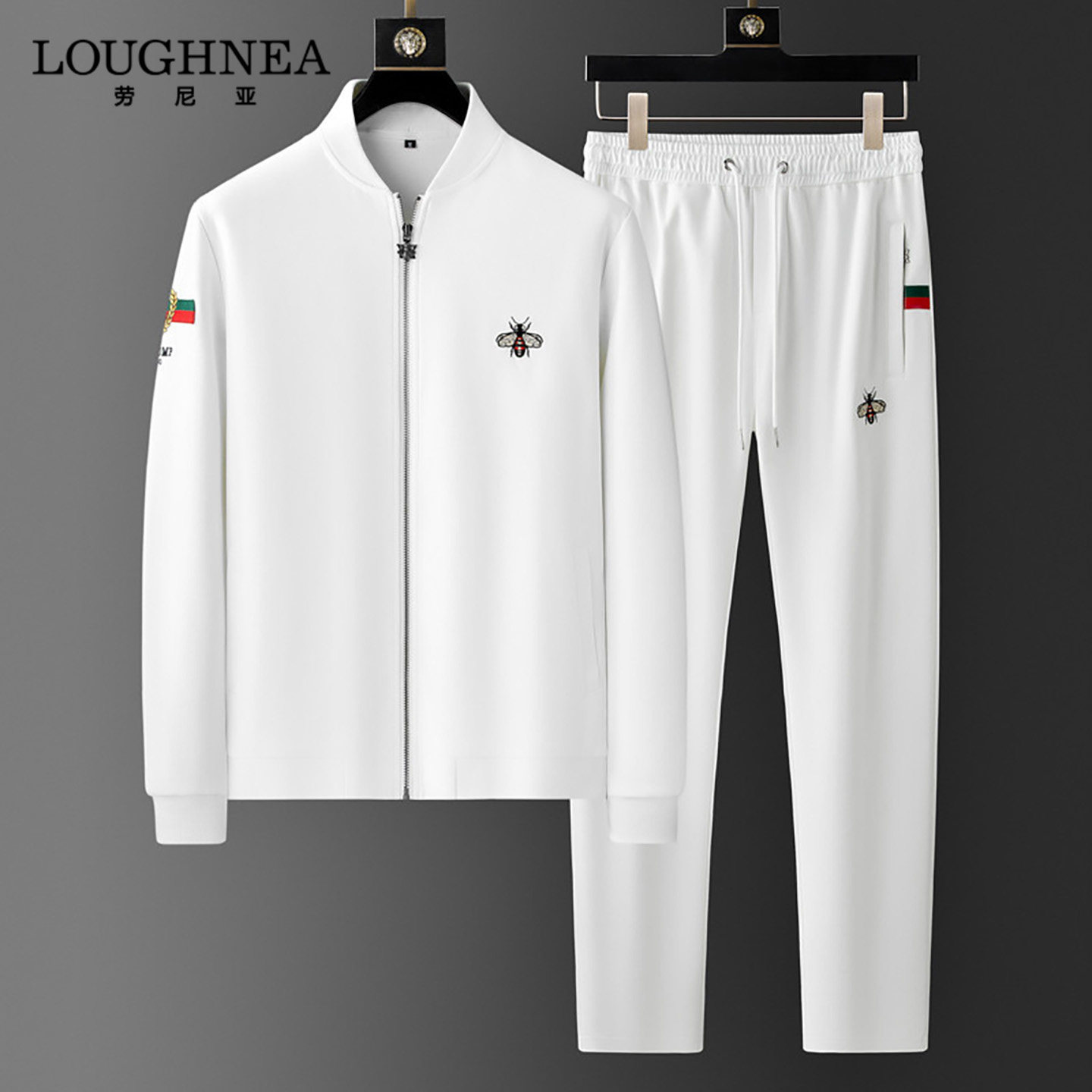 LOUGHNEA欧货潮牌小蜜蜂运动服套装男春秋舒适透气休闲套装两件套