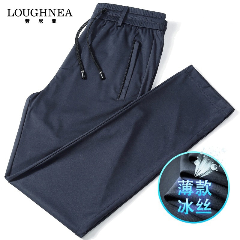 LOUGHNEA高级感大码宽松直筒休闲裤男中年夏季舒适百搭速干长裤子