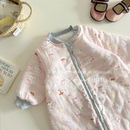 韩系宝宝秋冬睡袋婴幼儿夹棉纱布睡衣连体儿童双层分腿防踢睡衣