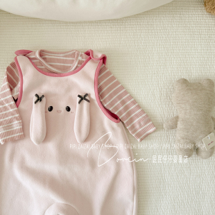 外出连身爬服 婴幼儿超萌背带裤 2025秋冬韩版 男女宝宝摇粒绒连体裤