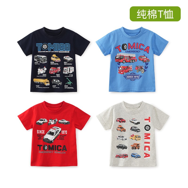 日单童装圆领卡通机车短袖夏季T