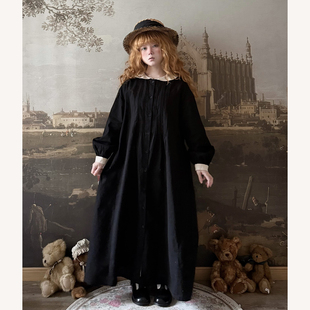 裙子 宽松长袖 Labeau 日系甜美单排扣风琴褶海军领连衣裙春季