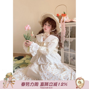 女设计感小众甜美宽松上衣 日系复古海军领碎花衬衫 Labeau 春蕾