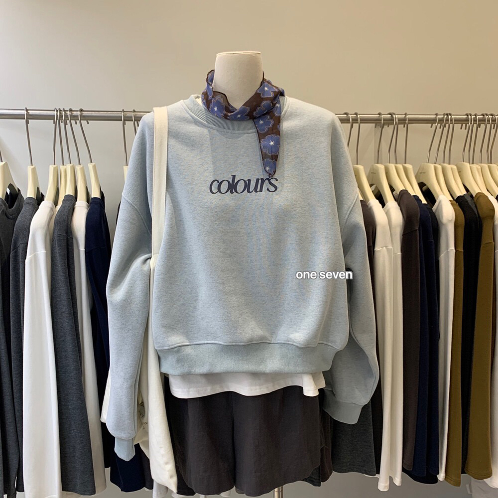 oneseven2025秋冬新款韩版字母印花显瘦百搭圆领银狐绒短款卫衣女