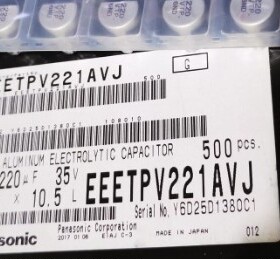 EEETPV221AVJ 松下贴片铝电解 35V220UF 10X10.2 汽车电容 125度