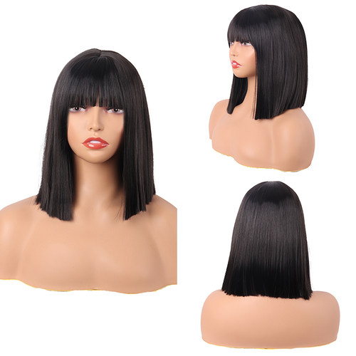 潼漫高温丝一刀切齐刘海cos假发