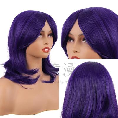 中长款深紫色女假毛头套万用男