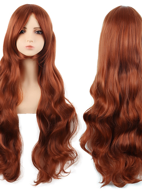 潼漫 cos假发长卷发巧克力姜橙色动漫万用80CM大波浪Lolita全头套