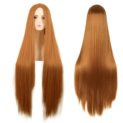 潼漫高温丝玫瑰网金橙色cos假发