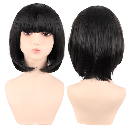 潼漫高温丝齐刘海30CMbobo头假发