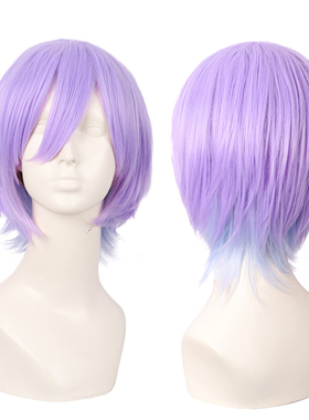 潼漫 扭曲仙境小美人鱼Epel浅蓝色渐变紫罗兰反翘短发卷发cos假发