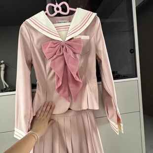 酒红粉色超大领结女纯色蝴蝶结jk制服衬衫学院风燕尾水手服领花