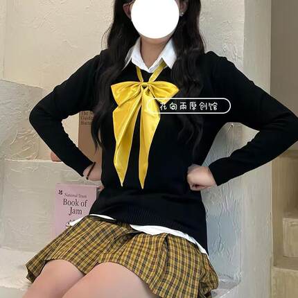 黄色超大领结女纯色蝴蝶结jk制服衬衫酒红学院风燕尾蝶龙领花