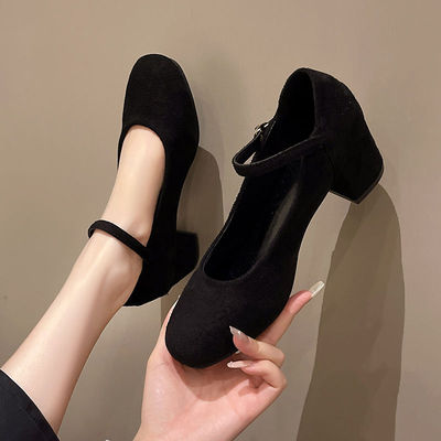 上班高跟鞋女粗跟黑色职业单鞋