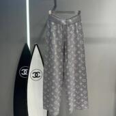 显腿长拖地裤 慵懒风显瘦休闲秋裤 满印花高腰针织阔腿裤 2025秋新款